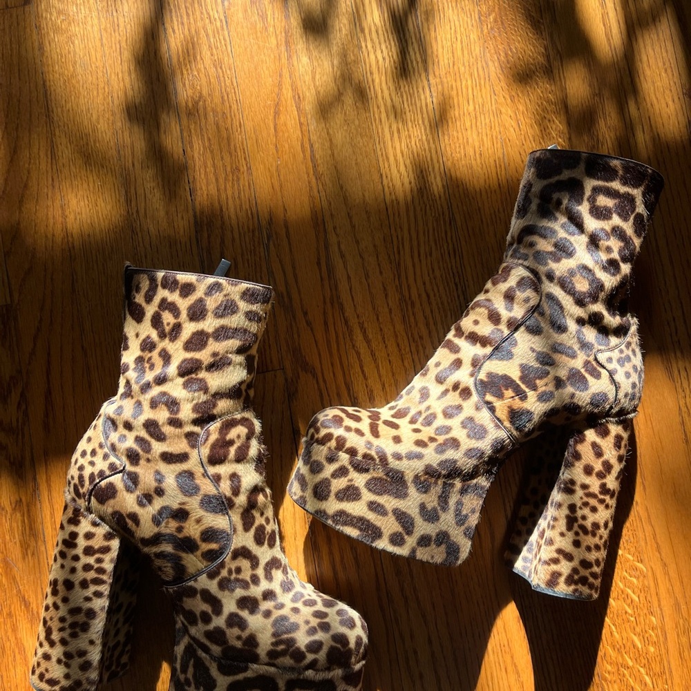 Saint Laurent Leopard Print Ankle Boots